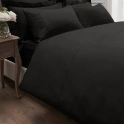Hot Sale 🥰 Dorma Dorma 300 Thread Count 100% Cotton Sateen Plain Black Duvet Cover ✨ -Dunelm Online Shop 1000141125 alt01
