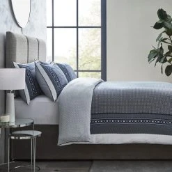 Budget 🔔 Dorma Dorma Abbotswood 100% Cotton Navy Duvet Cover and Pillowcase Set 🎉 -Dunelm Online Shop 1000181165 alt02