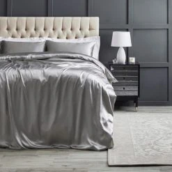 Buy ✨ Dorma Dorma Silver 100% Silk Duvet Cover ✨ -Dunelm Online Shop 1000182283 alt03