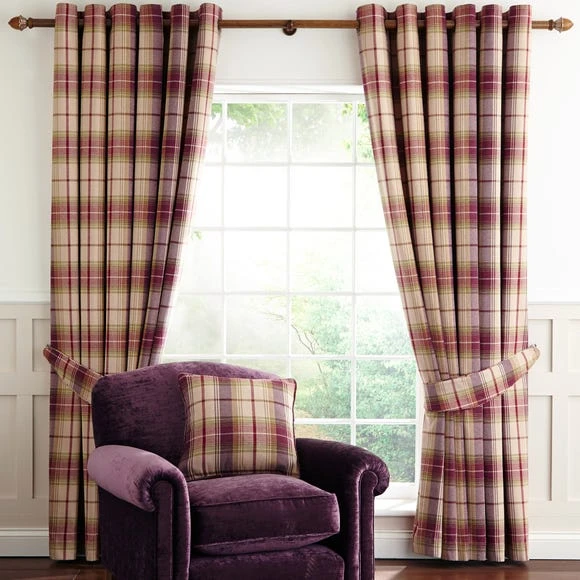 Best Pirce π Dorma Dorma Bloomsbury Check Plum Eyelet Curtains π 2 Best Pirce π Dorma Dorma Bloomsbury Check Plum Eyelet Curtains π - Image 2
