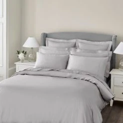Cheap 🤩 Dorma Dorma 300 Thread Count 100% Cotton Sateen Plain Silver Duvet Cover 🔔