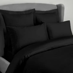 Hot Sale 🥰 Dorma Dorma 300 Thread Count 100% Cotton Sateen Plain Black Duvet Cover ✨ -Dunelm Online Shop 30624424 alt02