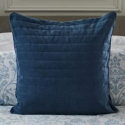 Outlet ✨ Dorma Dorma Remington Cotton Velvet Blue Continental Square Pillowcase 🎁