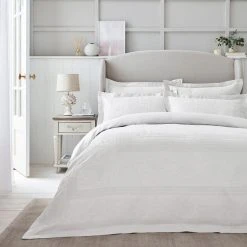 Best Pirce 🥰 Dorma Purity Dorma Purity Paloma 100% Cotton White Jacquard Duvet Cover ✨
