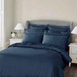 New 🔥 Dorma Dorma 300 Thread Count 100% Cotton Sateen Plain Navy Duvet Cover 🥰