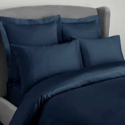 New 🔥 Dorma Dorma 300 Thread Count 100% Cotton Sateen Plain Navy Duvet Cover 🥰 -Dunelm Online Shop 30708357 alt02