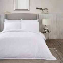 Top 10 💯 Dorma Purity Dorma Purity Staunton Waffle Stripe White 100% Cotton Duvet Cover and Pillowcase Set 😍 -Dunelm Online Shop 30727598 alt04