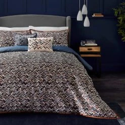 Cheap ✨ Dorma Dorma Bodhi Navy 100% Cotton Reversible Duvet Cover and Pillowcase Set 🧨