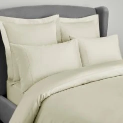 Best Pirce 👍 Dorma Dorma 300 Thread Count 100% Cotton Sateen Plain Buttermilk Duvet Cover 😉 -Dunelm Online Shop 30748222 alt02