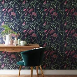 Discount 😉 Dorma Dorma Winter Garden Navy Wallpaper 😍