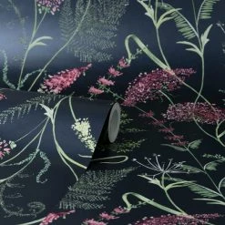 Discount 😉 Dorma Dorma Winter Garden Navy Wallpaper 😍 -Dunelm Online Shop 30757454 alt02